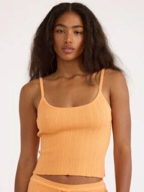 ORGANIC BASICS Soft Knit Rib Tank Top - PAPAYA
